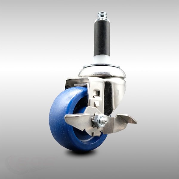 3 Inch 316SS Solid Polyurethane Swivel 3/4 Inch Expanding Stem Caster Brake
